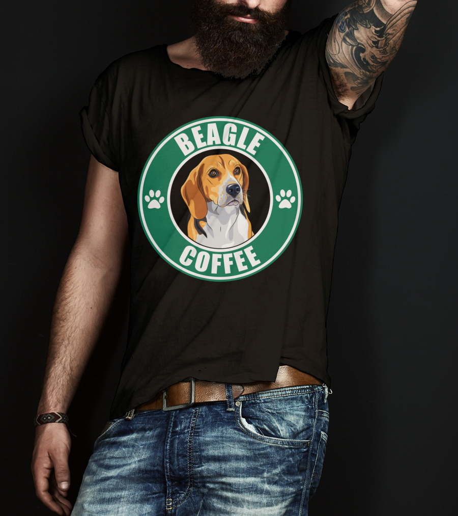 Beagle Coffee Paws Green Circle Beagle T-Shirt