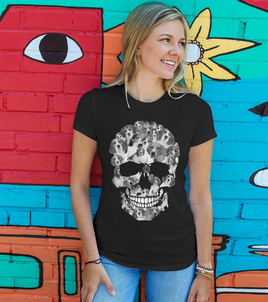 Beagle Skull Pattern Of Dog Faces T-Shirt