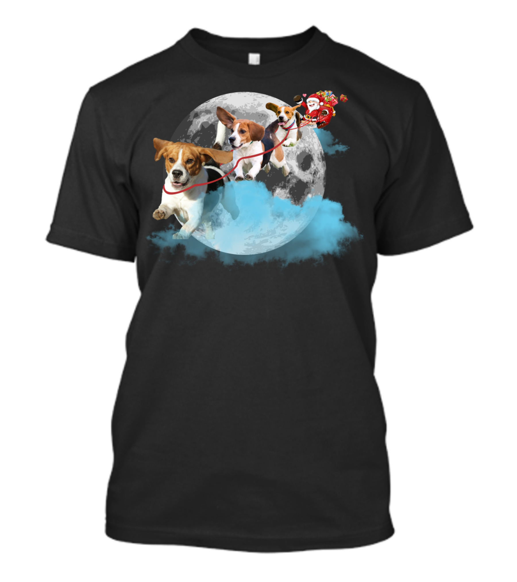 Santa And Beagles On The Moon Journey T-Shirt