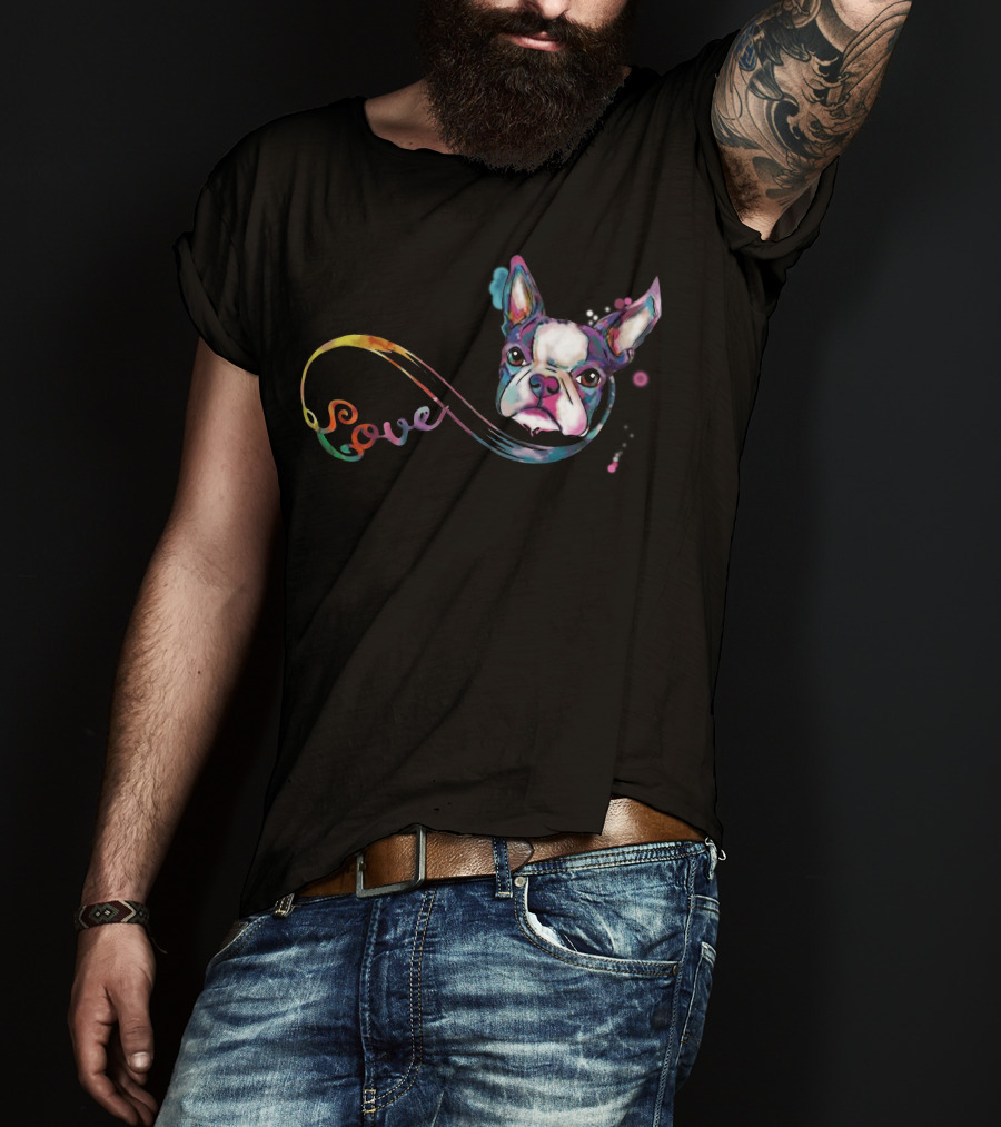 Love Boston Terrier Rainbow T-Shirt