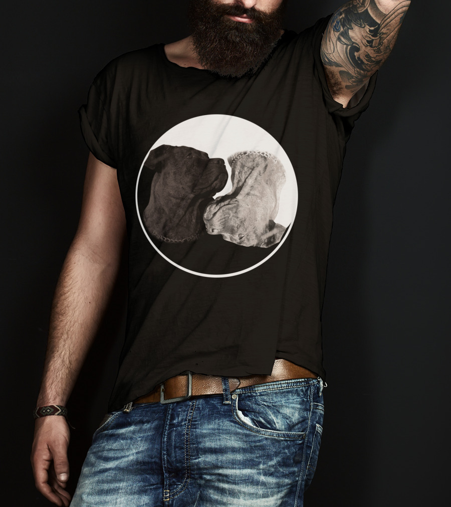 Cane Corso Yin Yang Circle With Black And White Dog Heads T-Shirt