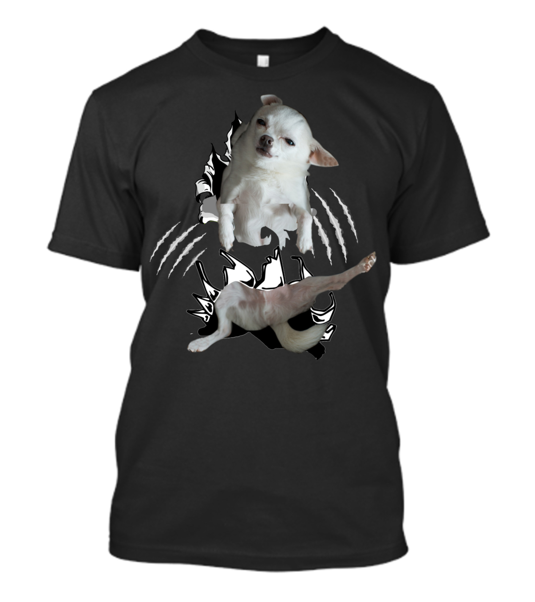 Chihuahua 3D Dog Breaking Through Claw Marks T-Shirt