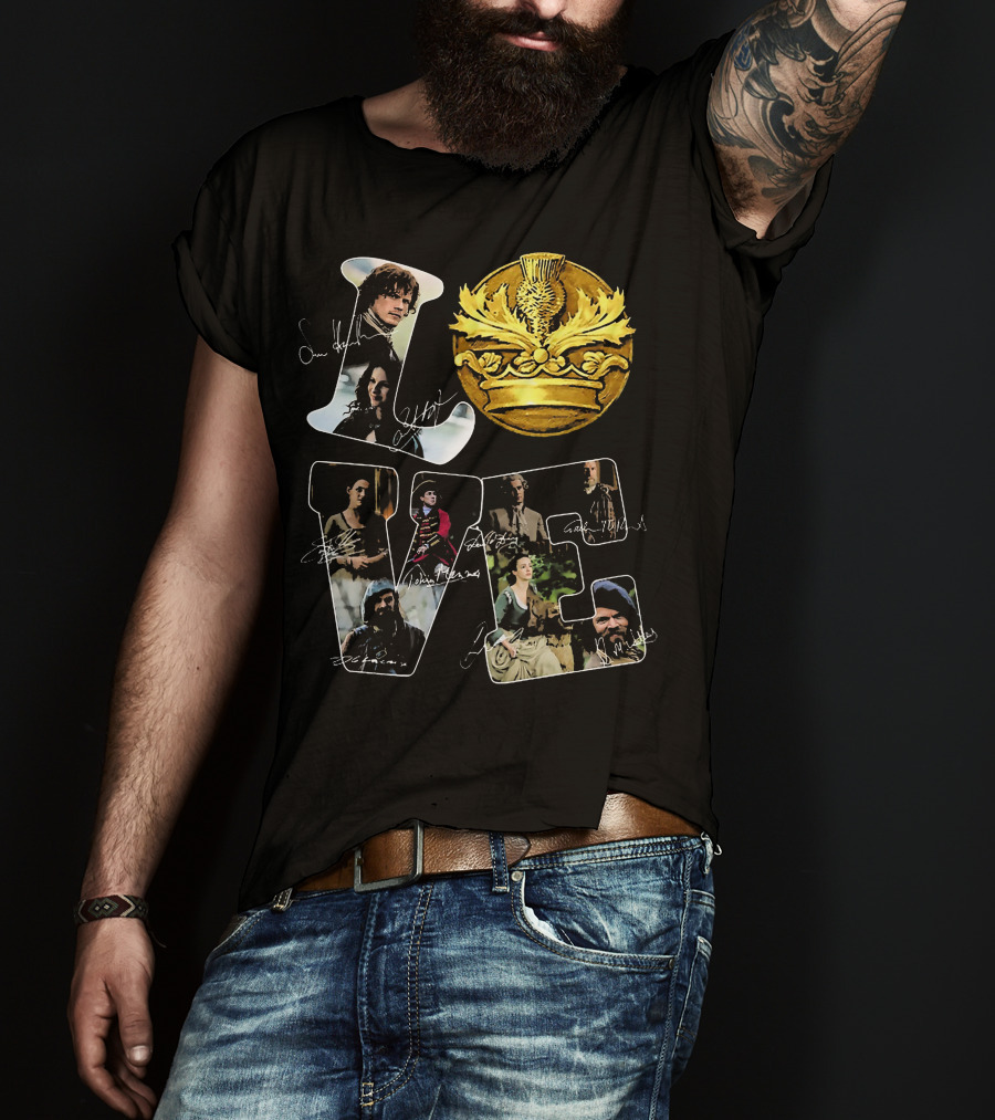 Love Outlander Crown Signature Cast Autographs T-Shirt