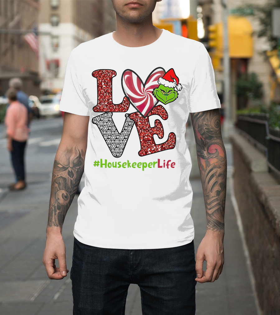 LOVE Grinch Heart #HousekeeperLife T-Shirt