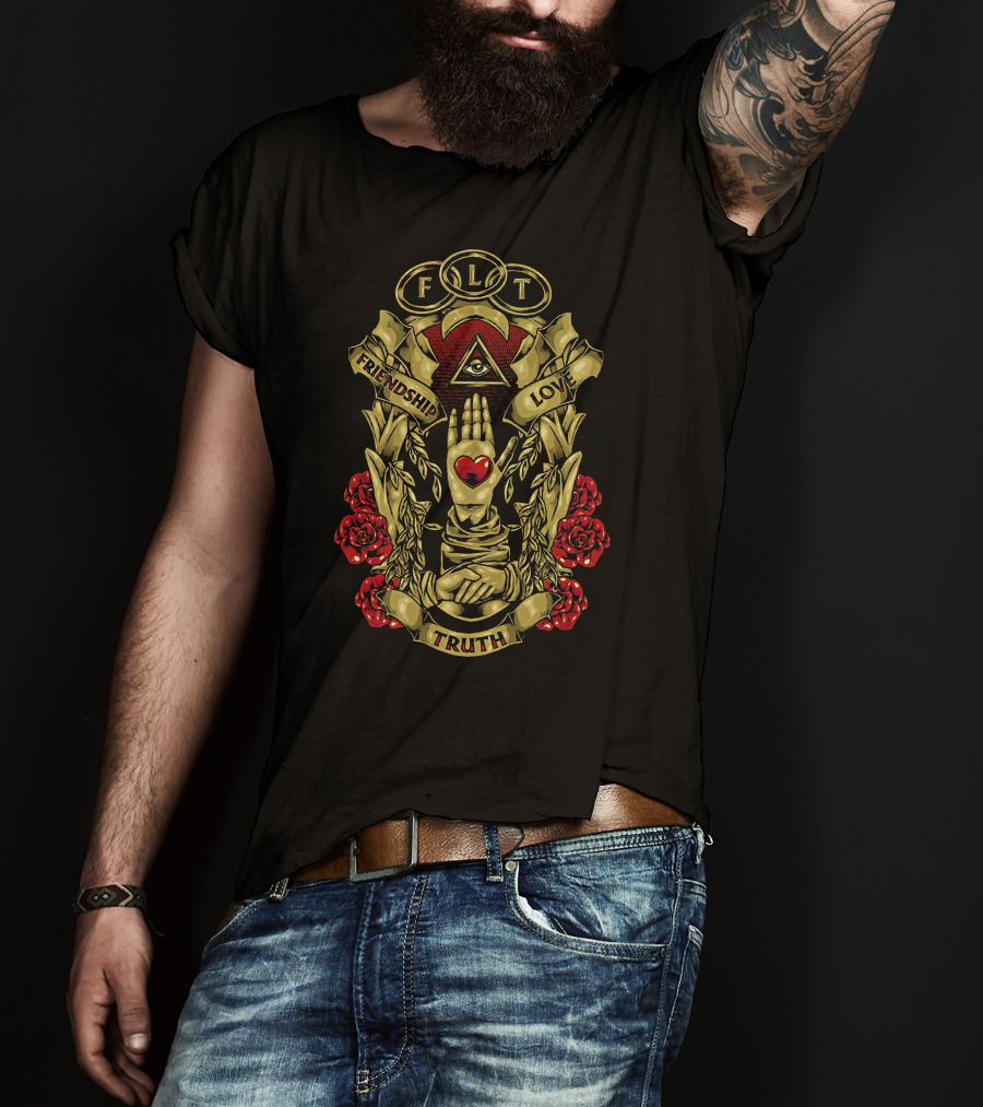FLT Friendship Love Truth Eye Heart Hand Roses T-Shirt