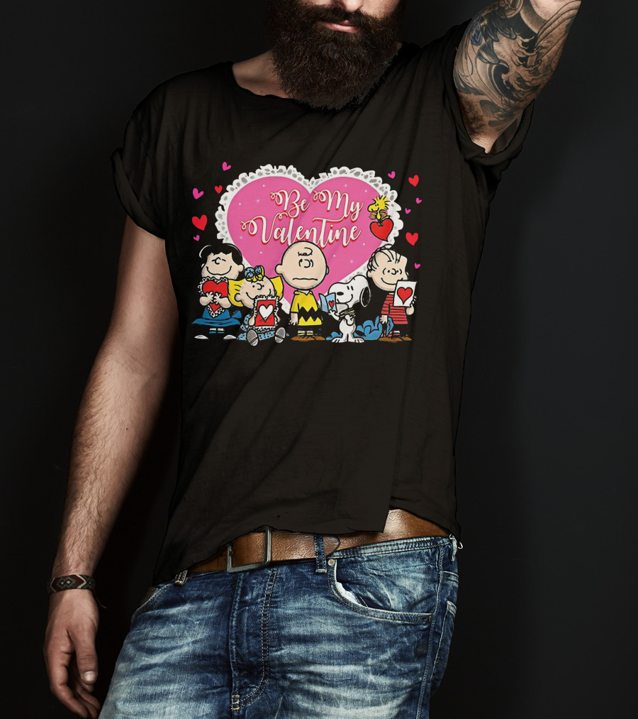 Peanuts Be My Valentine Heart And Characters T-Shirt