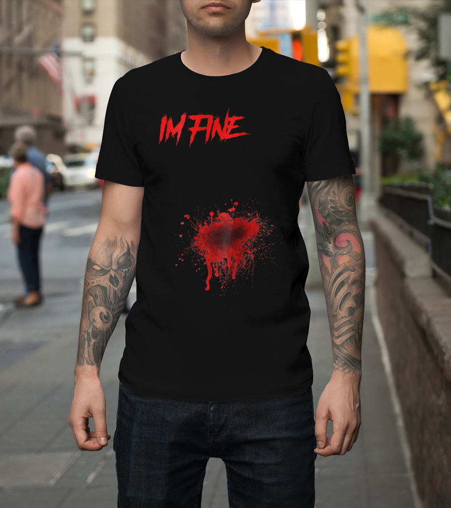 Costume Halloween I'm Fine Blood Stain Horror Splatter T-Shirt