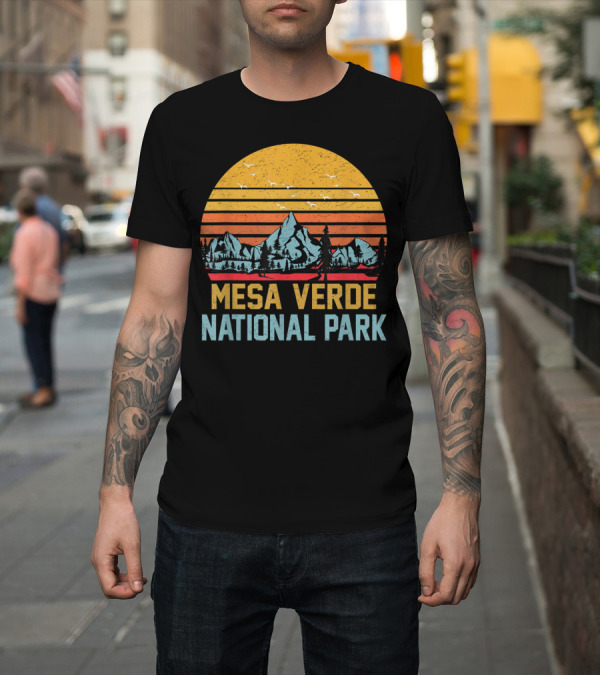 Shirt: Mesa Verde National Park Vintage Sunset Hiking Camping Mountains T-Shirt Mesa Verde National Park Vintage Sunset Hiking Camping Mountains T-Shirt