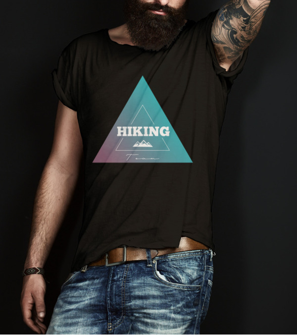 Hiking Team Mountain Triangle Retro Gradient T-Shirt