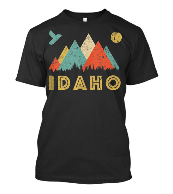 Idaho Vintage Mountains Throwback Retro Sun And Bird T-Shirt
