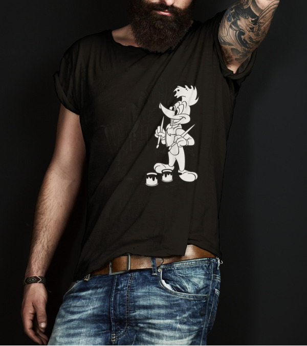 Woody Woodpecker Black And White Paint Drip T-Shirt