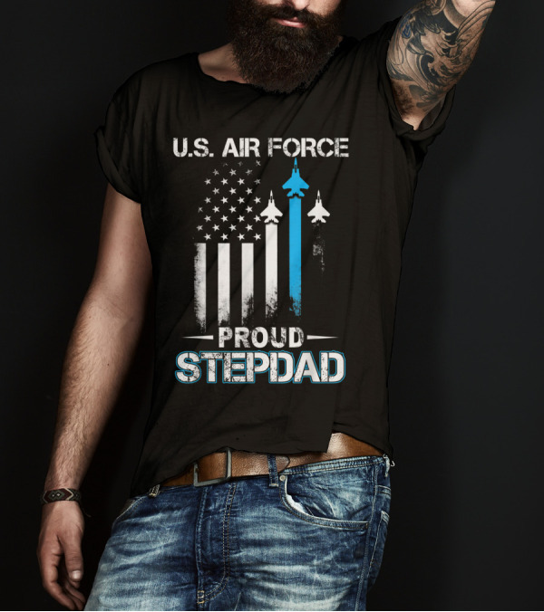 U.S. Air Force Proud Stepdad American Flag Jets T-Shirt