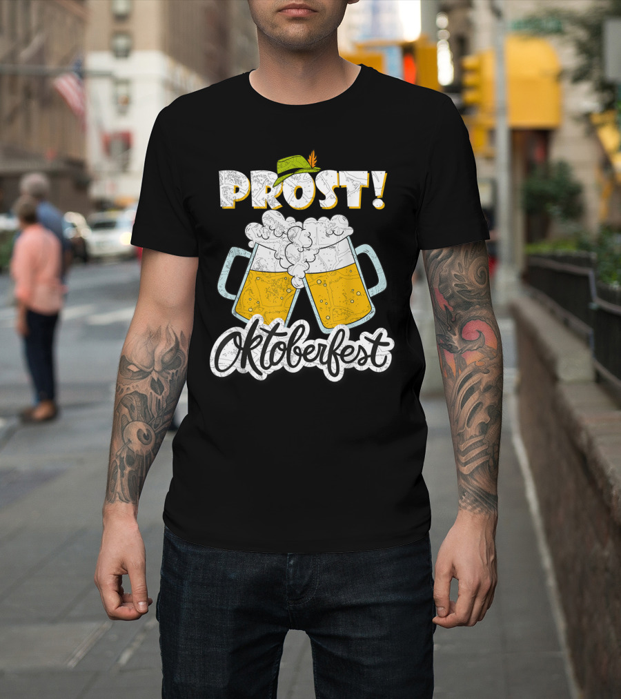 Prost Oktoberfest Festival Bavarian Hat Beer Mugs T-Shirt