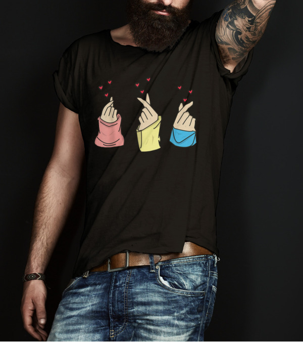 Oppa Cute Korean Finger Heart Sign Kpop T-Shirt