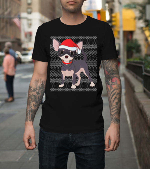 Shirt: Chihuahua Christmas Santa Hat Winter T-Shirt Chihuahua Christmas Santa Hat Winter T-Shirt