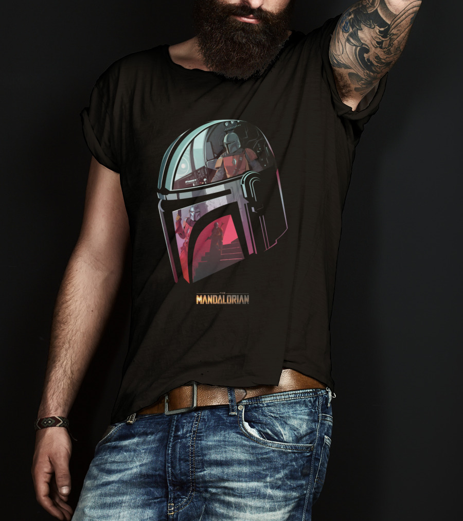 The Mandalorian Helmet Reflection Scene T-Shirt