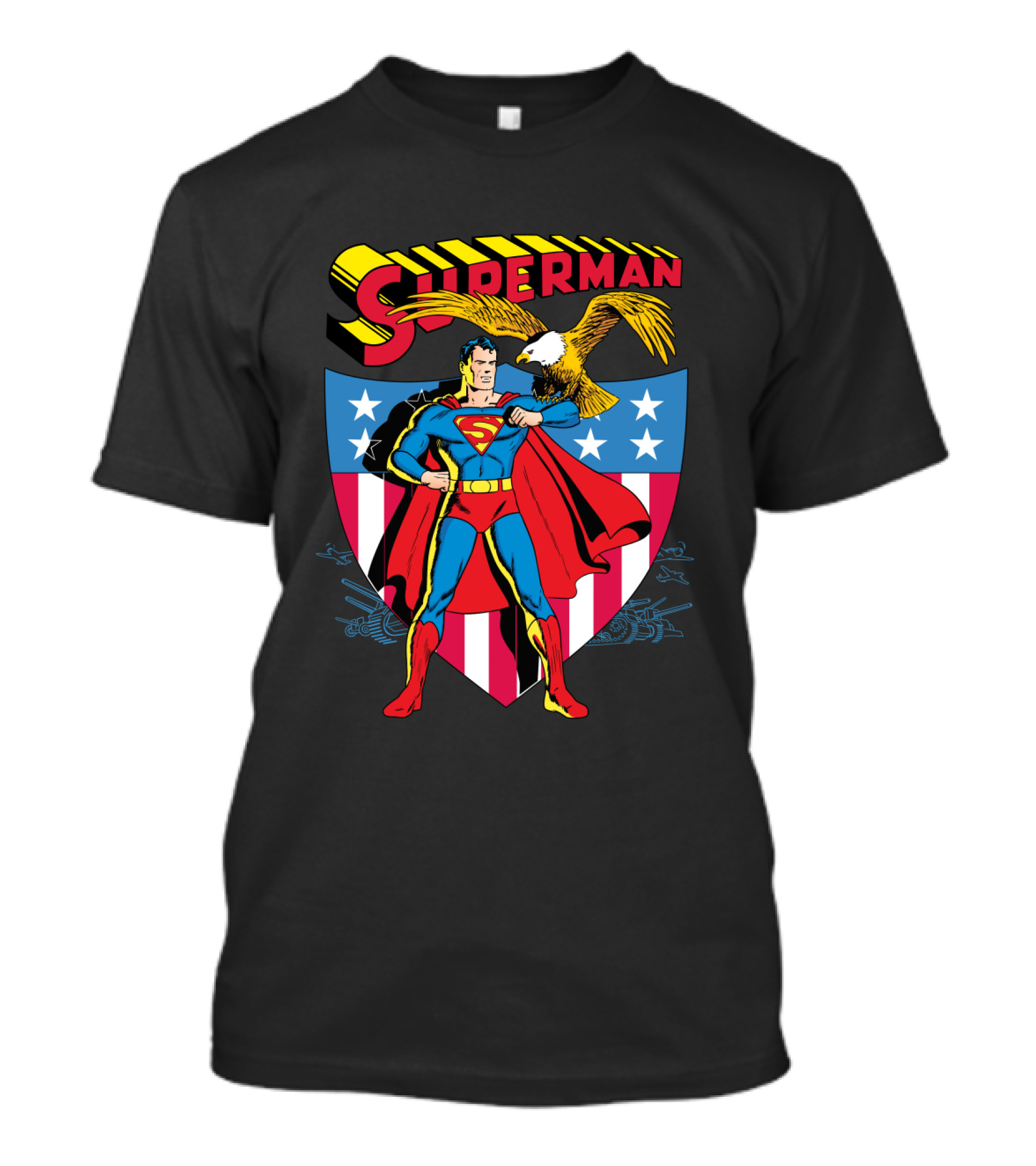 Superman American Shield Stars And Stripes Bald Eagle Iconic Shield T-Shirt