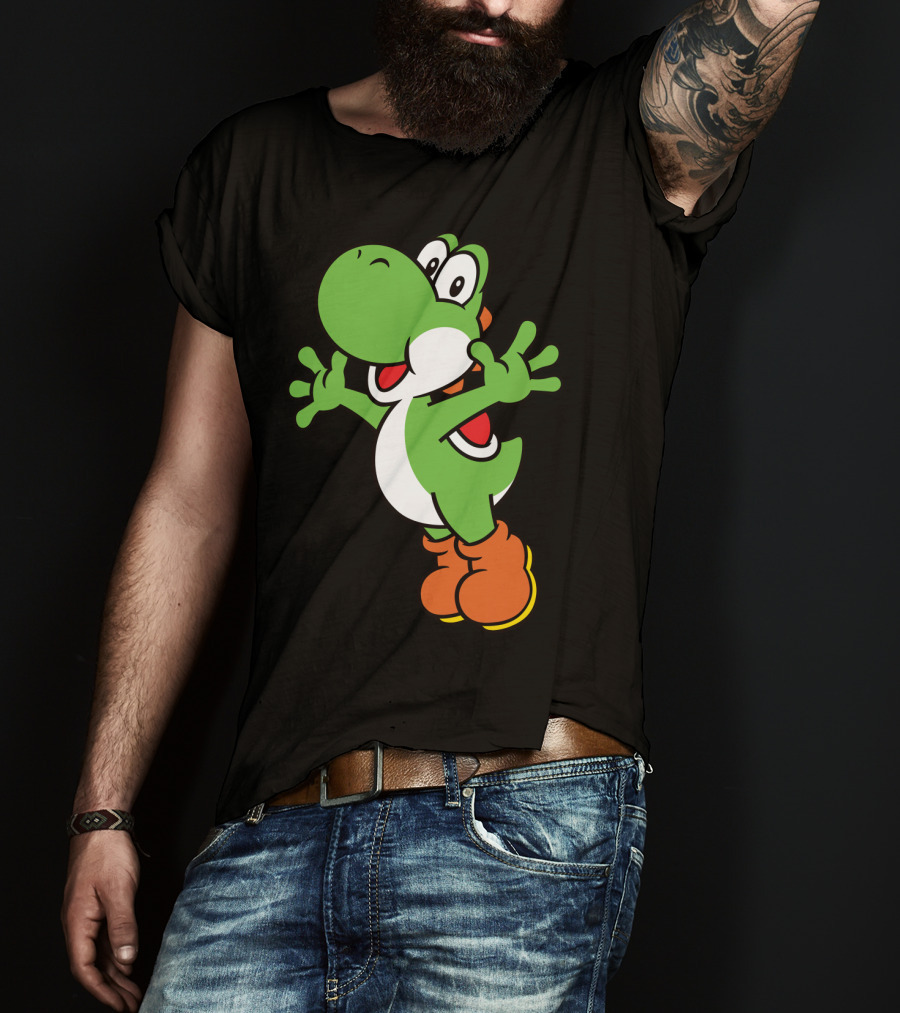 Yoshi Jump Green Dinosaur Iconic Character Image T-Shirt