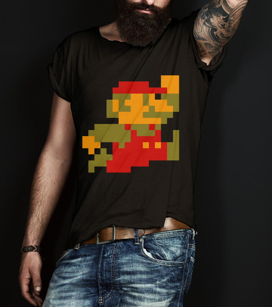 Classic 8-Bit Mario Pixel Art Character T-Shirt