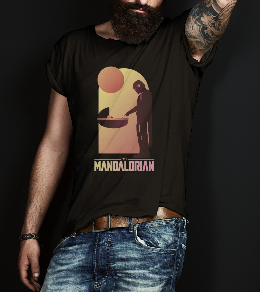 The Mandalorian Bounty Hunter Encounter Sunset Scene T-Shirt