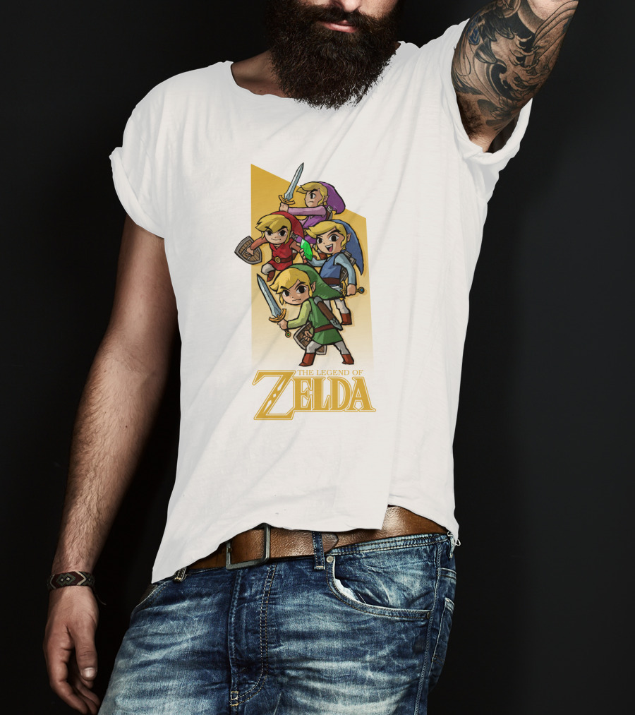 The Legend Of Zelda Four Links Characters In Colorful Outfits T-Shirt