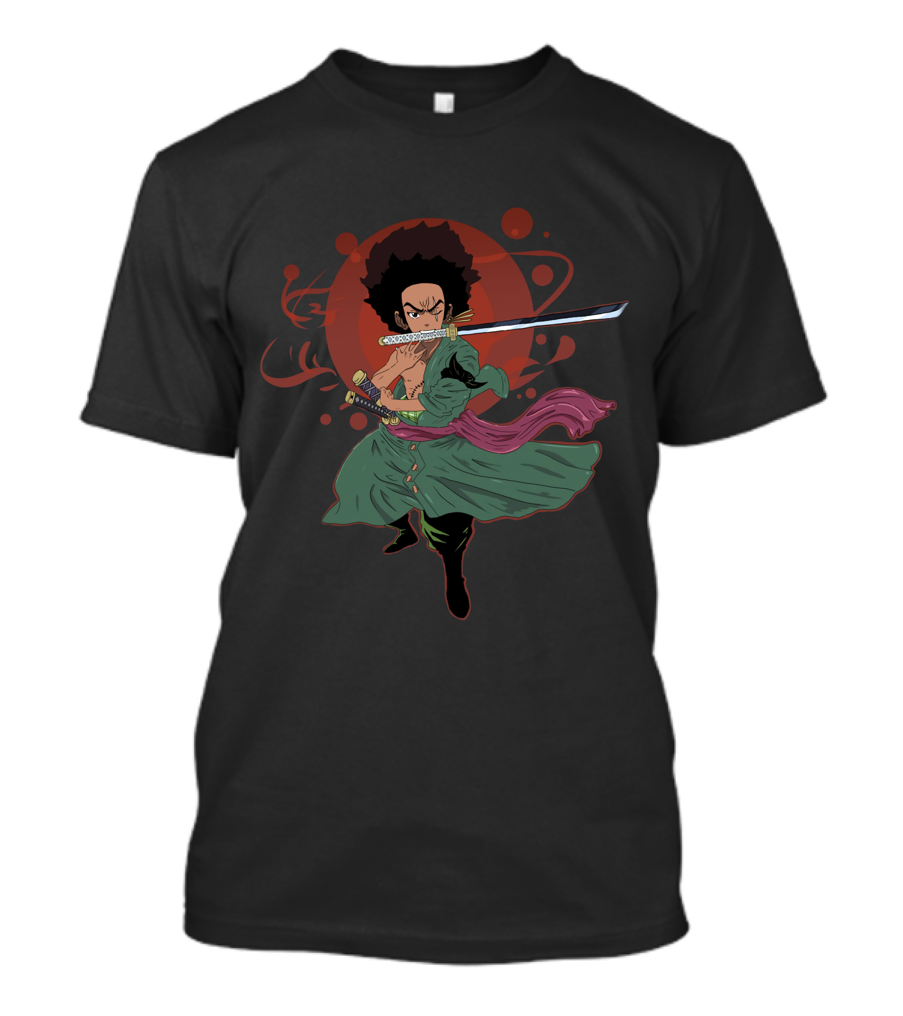 The Boondocks X Zoro Samurai Style Afro Warrior Fusion T-Shirt