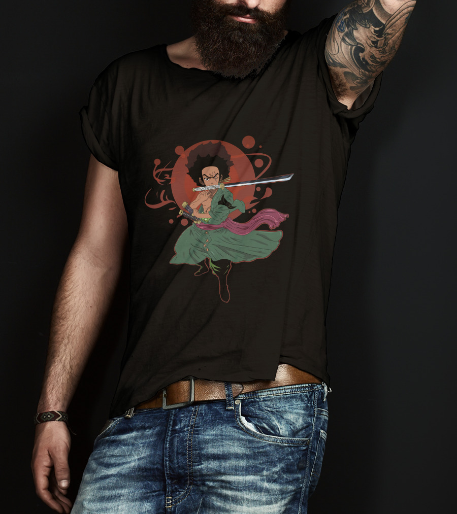 The Boondocks X Zoro Samurai Style Afro Warrior Fusion T-Shirt