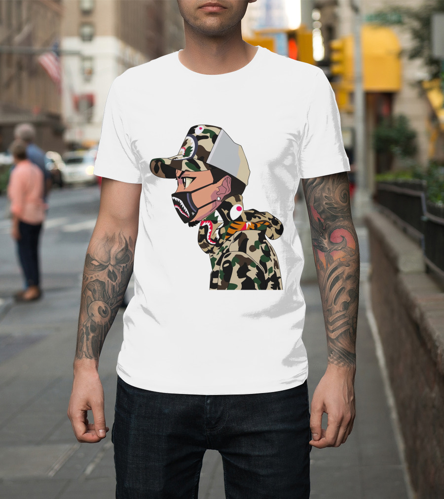 The Boondocks GT Camo Shark Face Mask Hat Hoodie Anime T-Shirt