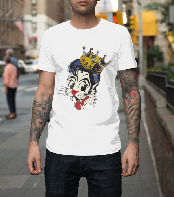Shirt: STC W Crowned Cat Face T-Shirt STC W Crowned Cat Face T-Shirt