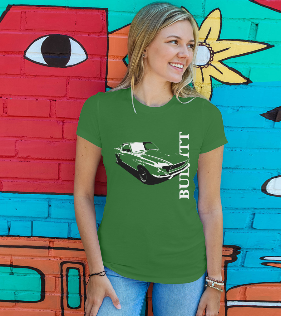 Bullitt Classic Car Green Mustang T-Shirt