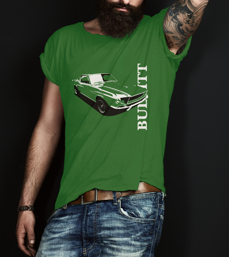Bullitt Classic Car Green Mustang T-Shirt