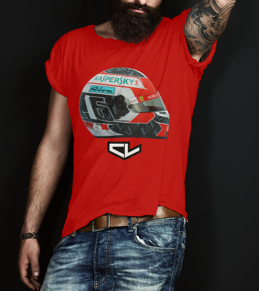Kaspersky Riva Hublot Ferrari F1 Helmet CL Charles Leclerc 16 T-Shirt