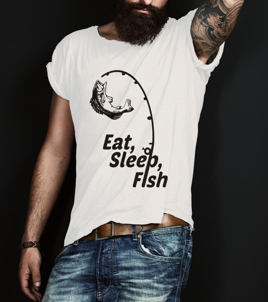 Eat Sleep Fish Fishing Rod And Jumping Fish T-Shirt