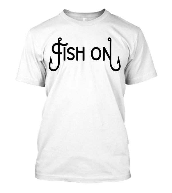 Fish On Fishing Hook Typography T-Shirt