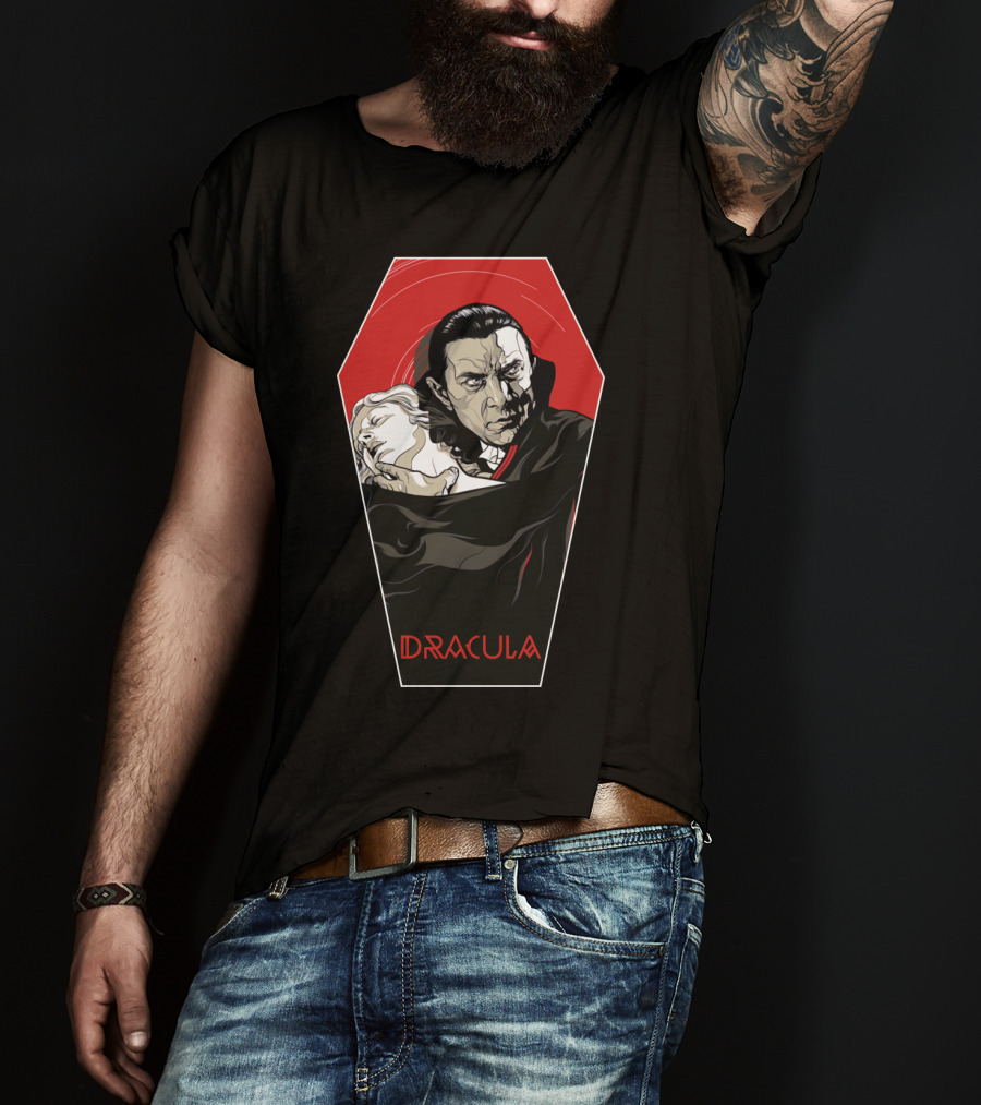 Dracula 1931 Bela Lugosi Vampire Horror Coffin Red Black Iconic Film T-Shirt