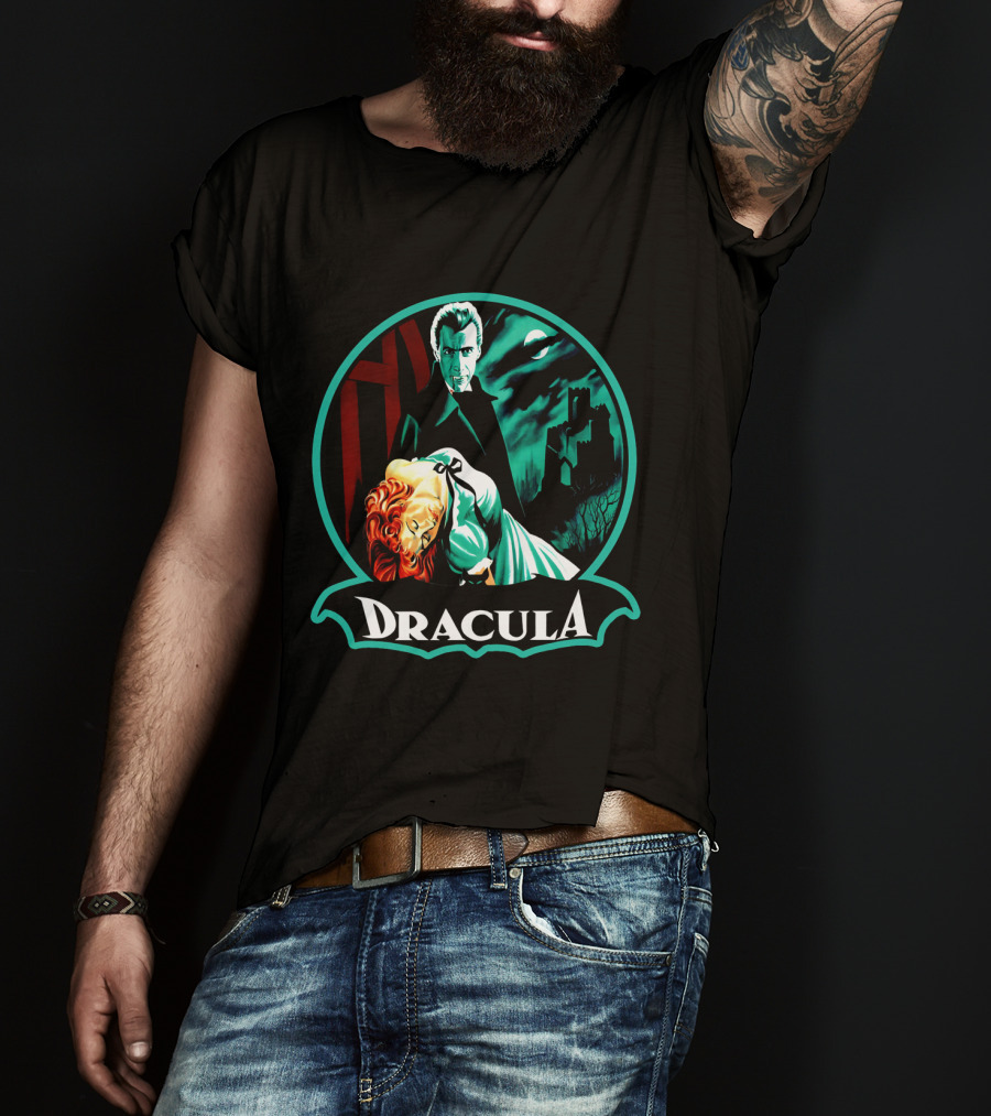 Dracula Bela Lugosi Vintage Horror Gothic Castle Dark Moonlit Night T-Shirt