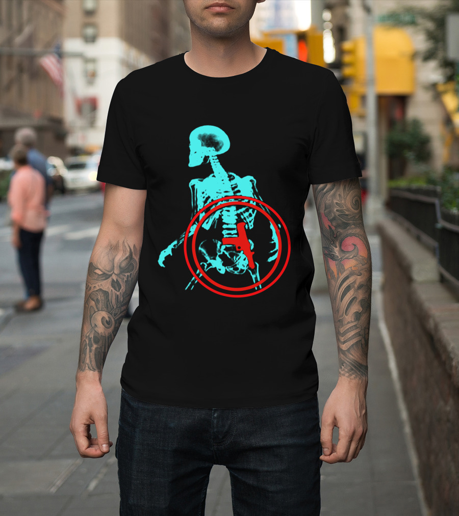 Total Recall X-Ray Skeleton with Gun T-Shirt
