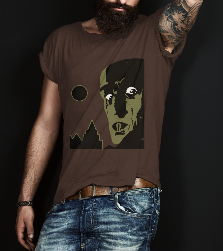 Nosferatu The Vampyre 1979 Iconic Horror Vampire Portrait With Castle And Moon T-Shirt