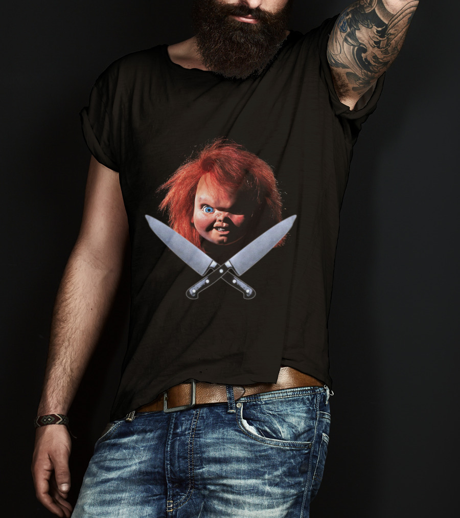 Chucky Doll With Crossed Knives From Child's Play T-Shirt