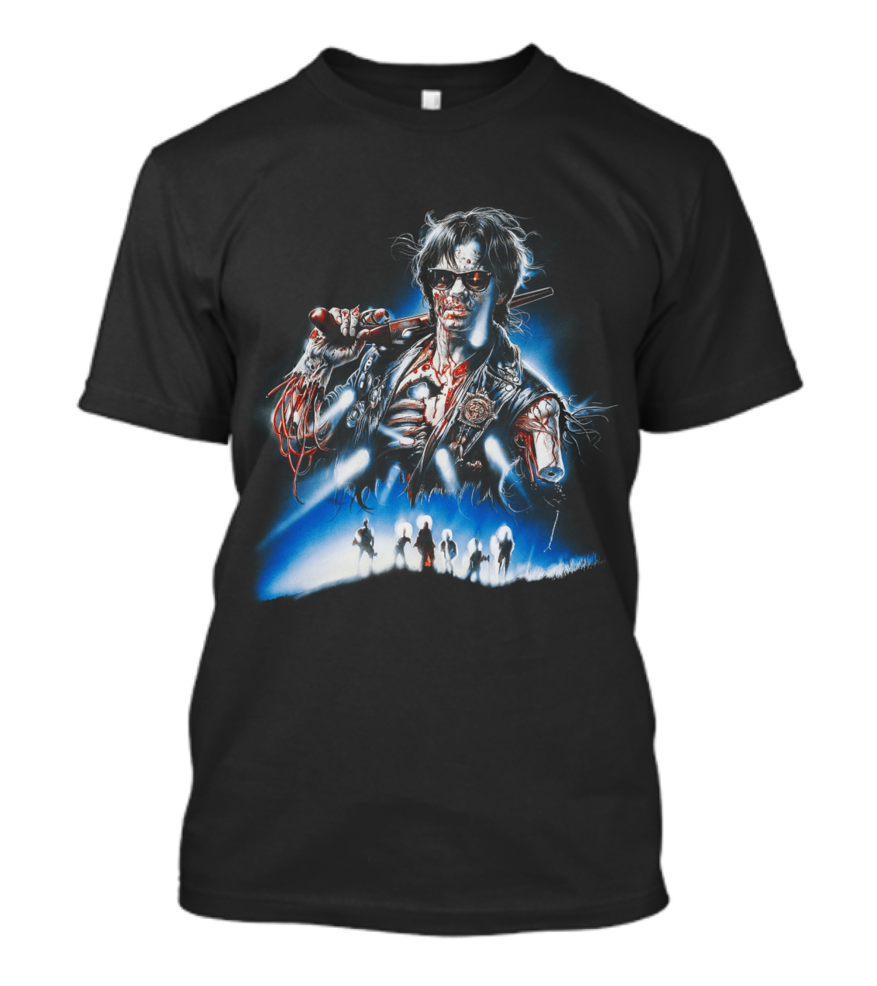 Near Dark Vampire Art With Guitarist And Silhouette Group T-Shirt