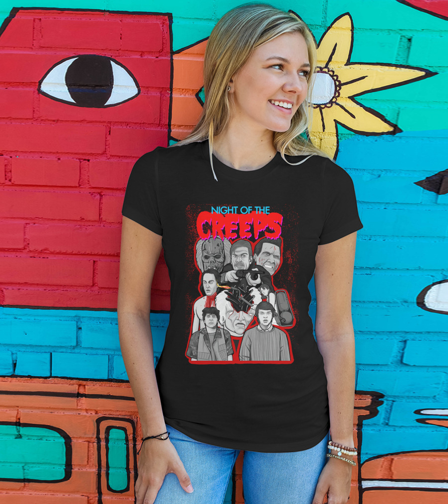 Night Of The Creeps Horror Movie Characters And Weaponry T-Shirt