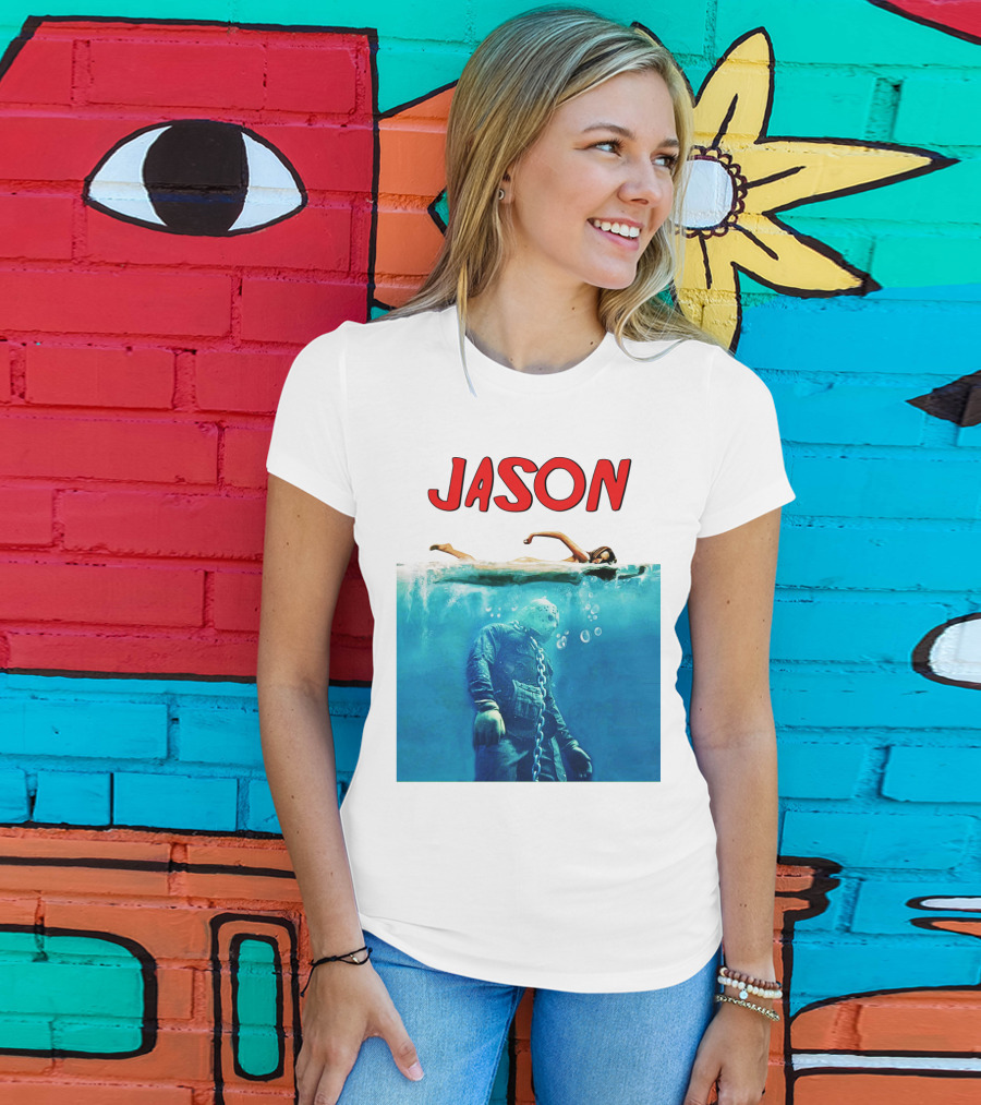 Jaws Jason Voorhees Underwater Horror Mashup T-Shirt