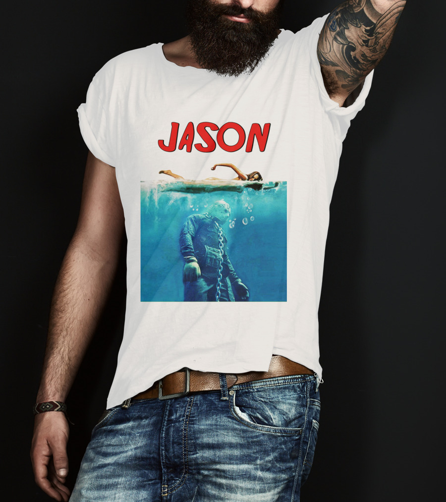 Jaws Jason Voorhees Underwater Horror Mashup T-Shirt