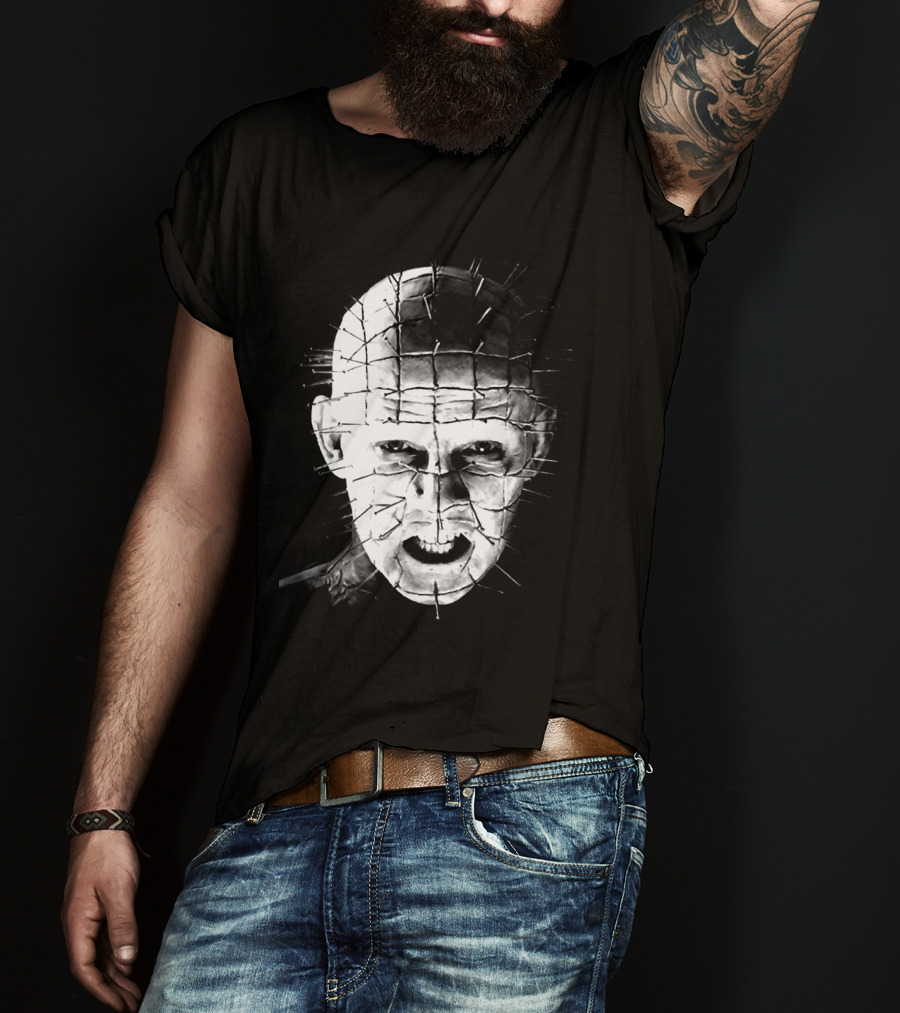 Hellraiser Pinhead Horror Icon Grayscale T-Shirt