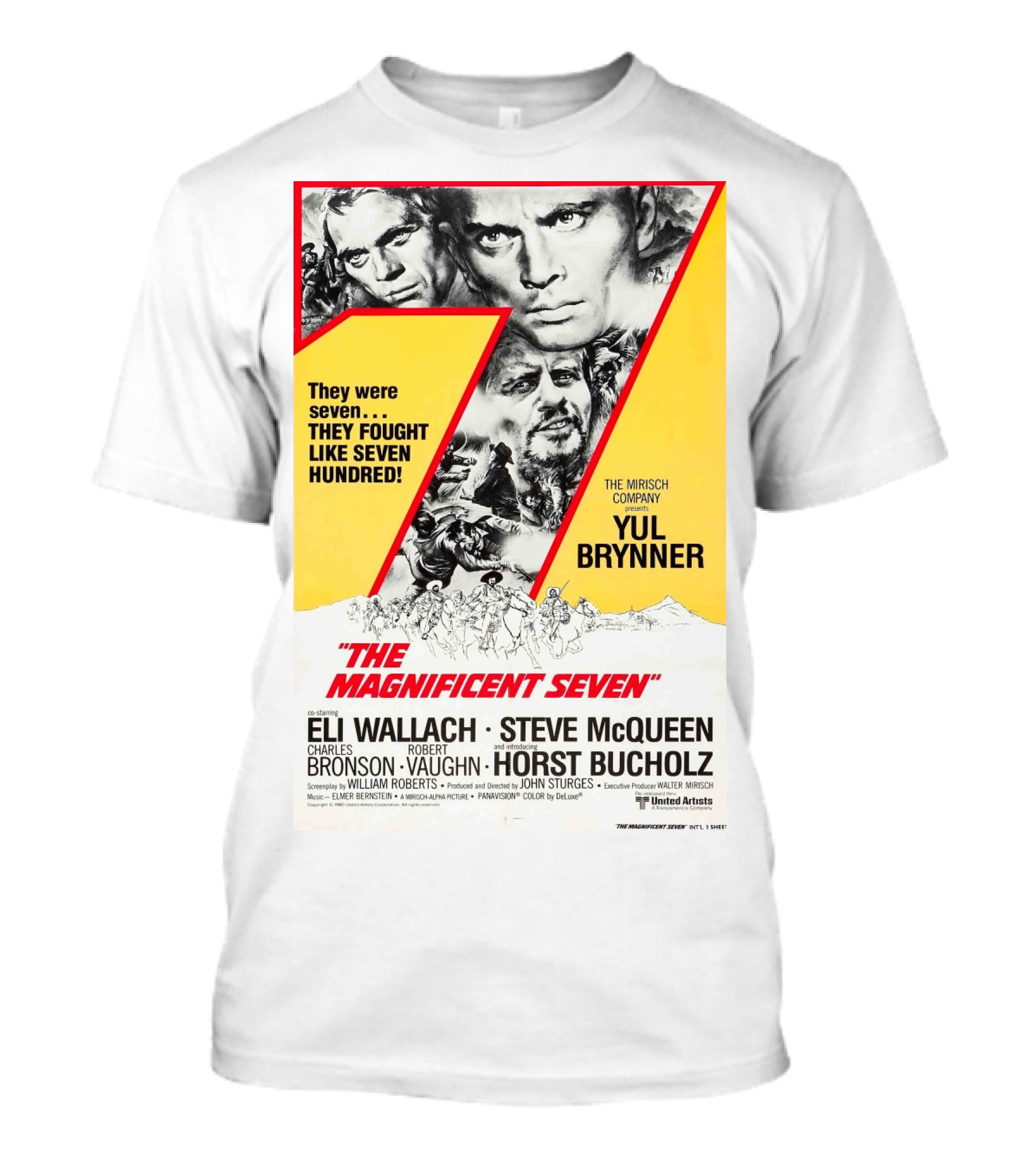 The Magnificent Seven 1960 Yul Brynner Steve McQueen Eli Wallach Charles Bronson Robert Vaughn Horst Buchholz T-Shirt