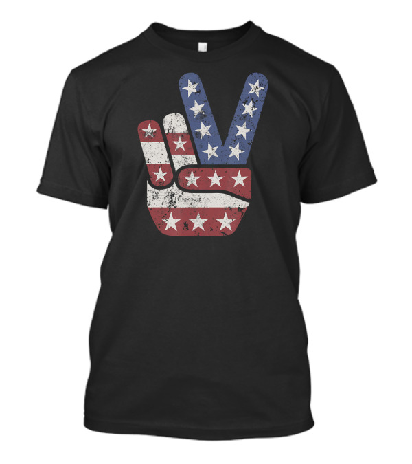 Peace Sign American Flag Hand USA T-Shirt