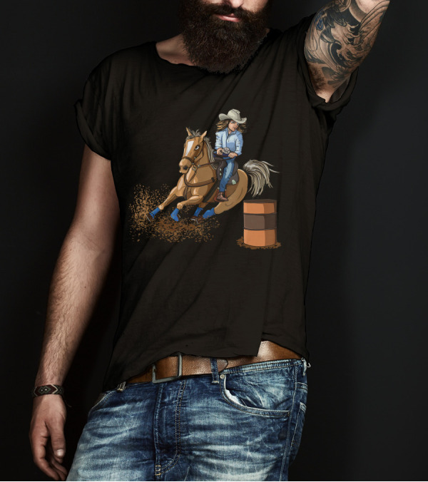 Barrel Racing Horse Country Western Riding Champion Cowboy Adventure T-Shirt