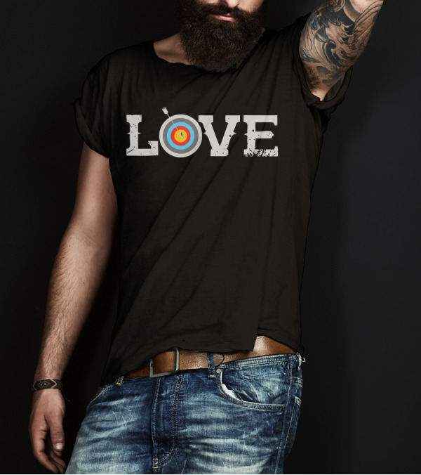 LOVE Archery Target Arrow Bullseye Hunting T-Shirt