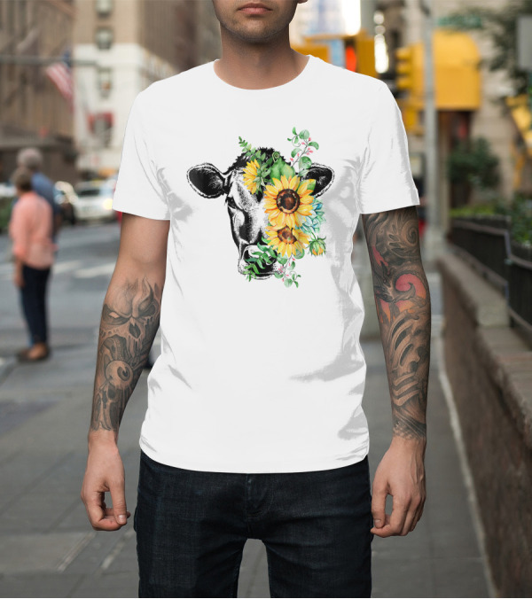 Shirt: Cow Sunflower Cow Lover Floral T-Shirt Cow Sunflower Cow Lover Floral T-Shirt