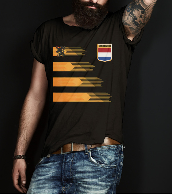 Netherlands Soccer Holland Lion Emblem Stripes T-Shirt